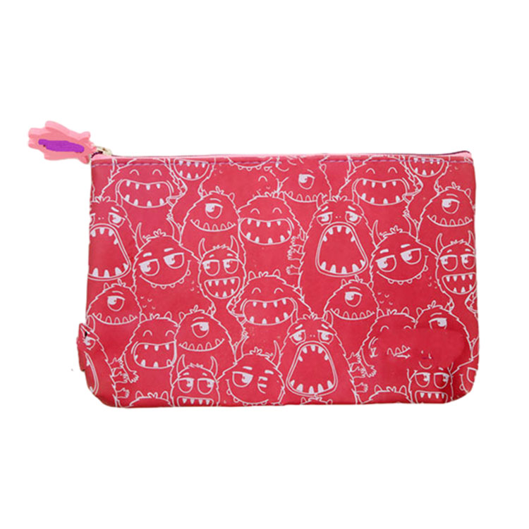 ရိုက်နှိပ်ထားသော Monster Face Leather Pencil Case